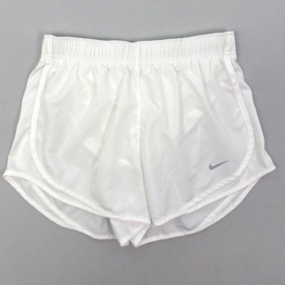 Nike Womens Dri-FIT Tempo Running Shorts White Small Mesh Trim Athletic Gym